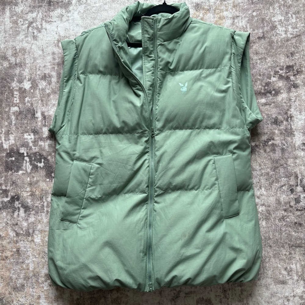 PACSUN playboy Green Puffer Vest NEW